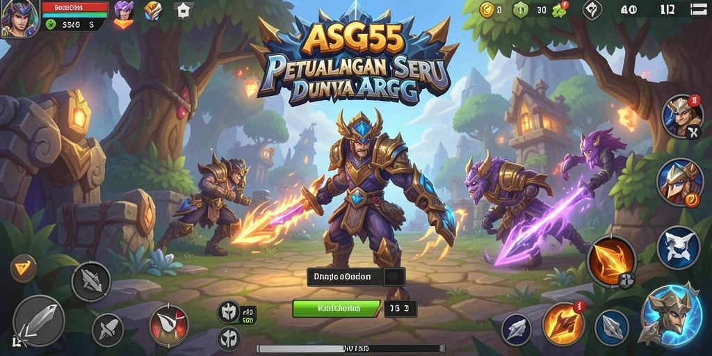 Tangkapan layar dari gameplay ASG55 yang menampilkan pertempuran seru di lingkungan magis.